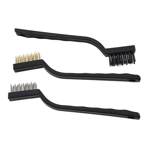 Image of 6PCS Cranked Wire Scraper Toothbrush Stainless Steel and Brass Brushes Black Scratch Brush Cleaning Brush Industrial Brush for Cleaning Unfinished Metal Part and Grease