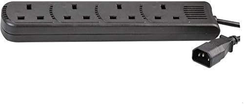 PRO ELEC IEC C14 to 4‑Gang UK Extension Lead, 1.5m Cable, 10A, Black – PEL01205