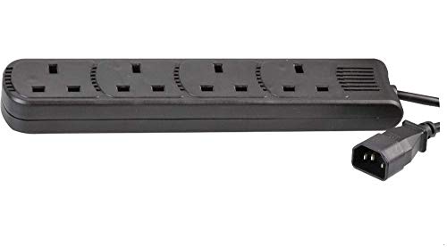 Pro Elec PEL01205 IEC C14 Plug to 4-Gang mains Extension Lead, Black, 1.5 m