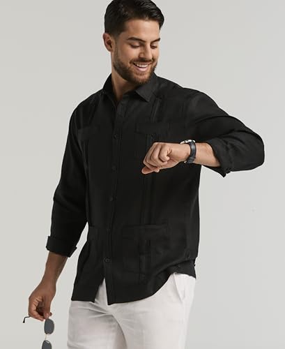 Image of Cubavera Men's Long-Sleeve 100% Linen Guayabera