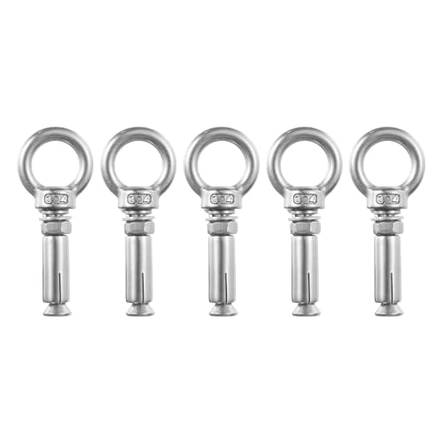 Image of uxcell Ring Lifting Expansion Eyebolt, 5pcs M6x60mm 304 Stainless Steel Expansion Screw with Eye Ring for Concrete Brick Wall