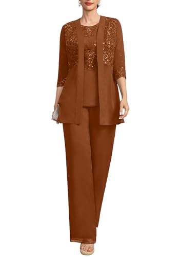 Mother of The Bride Pant Suits for Women Dressy Lace Appliques Formal Wedding Dress with Jacket YH43