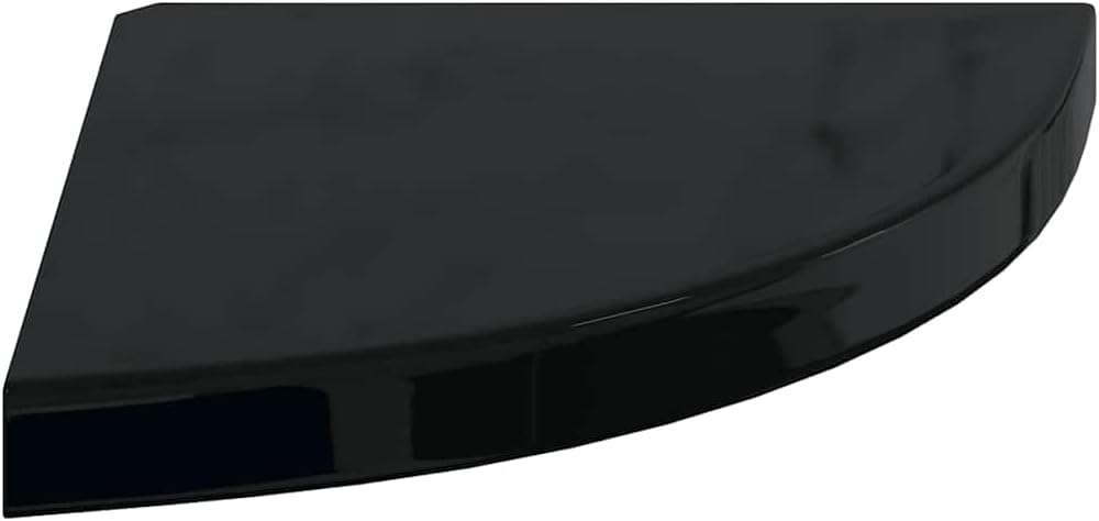 Floating Corner Shelf High Gloss Black MDF, 13.8x13.8x1.5 in Triangular Wall Shelf for Living Room, Bedroom, Bathroom Decor, Easy Mount