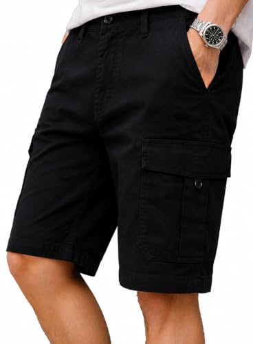Image of Men's 100% Cotton Rich Straight Fit Solid Shorts with Side Pockets | Casual Summer Half Pants with 6 Pockets | Comfortable Mid-Rise Cotton Shorts