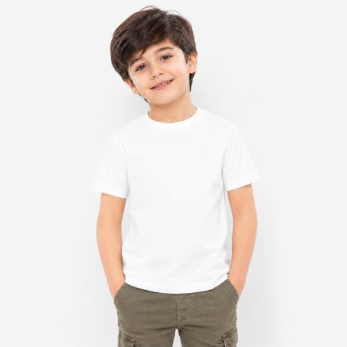 Image of Kids Round Neck Boys Tshirt | Short Sleeves | Natural Organic 100% Cotton Soft Comfortable Fabric | School Plain Color Original Branded Half Sleeve | T-Shirt for Boy Kid | Sleepwear Everyday Casual