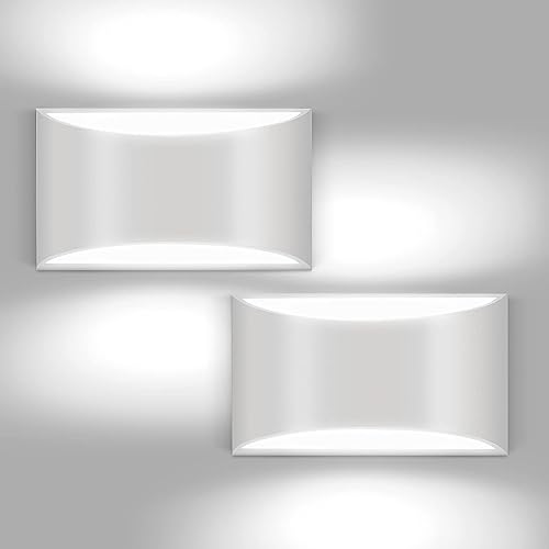 Image of 2 Pack Modern LED Wall Sconces Hardwired Indoor Wall Lights Up and Down Wall Mount Light for Living Room Bedroom Corridor Hallway Conservatory Cool White 6000K(with G9 Bulbs)