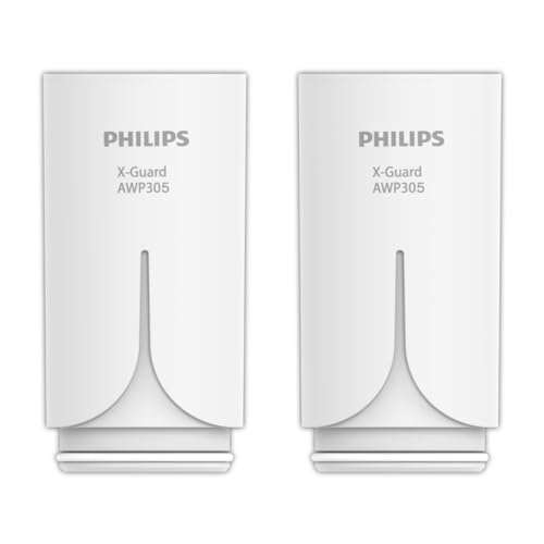 Philips Filtro de agua para grifo AWP305P2/10, paquete doble, microfiltración X-Guard que reduce hasta el 99% del cloro y sustancias que deterioran el sabor