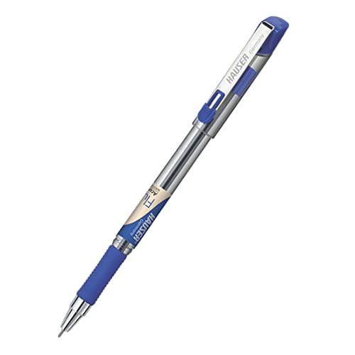 Hauser Fluidic 0.55mm Ball Pen Wallet | German Ink Technology With Soft Rubber Grip | Light Weight & Attractive Design | Sturdy & Refillable Pen | Blue Ink, of 10 Pens