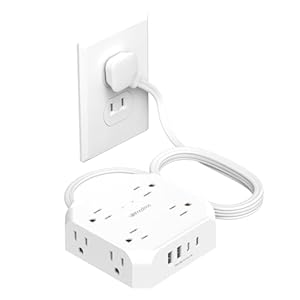 2 Prong Power Strip, WRXDMC 2 Prong to 3 Prong Outlet Adapter, 1400J Two Prong Surge Protector, 5ft Extension Cord, 8 AC Outlets with 2 USB C Port and 2 USB A Port, Wall Mountable, Ideal for Old House