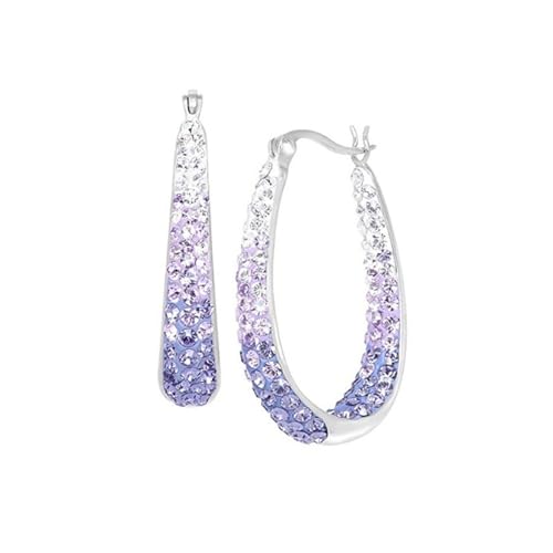 Pendientes de aro de cristal para mujer, pendientes sencillos y brillantes,regalos de joyería de moda,pendientes de aro sencillos de diamantes de dos colores para mujer (Purple,One Size)