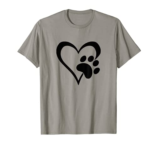 Dog Mom Paw Heart - Dog Mama T-Shirt, Grey