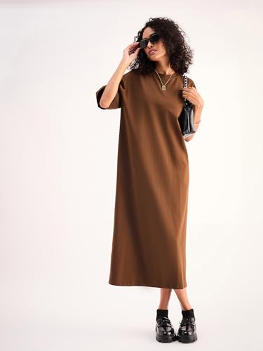 Image of Sassafras Basics Women's Oversized T-Shirt Casual Fit Half Sleeves Streetwear Dress