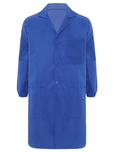 Image of Oyolan Men's Exterior Pocket Long Sleeve Work Coat Button Down Wear Resistant Cotton Jacket Lab Coat