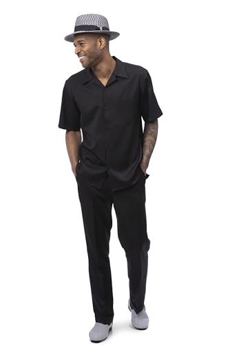 MONTIQUE Walking Suits for Men | 2-Piece Set Short Sleeve Shirt & Long Pants Men's Fashion | 696
