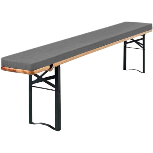 Cojín de banco para exteriores, antideslizante, 180 x 30 x 3 cm, impermeable, con cremallera, para jardín, patio y bancos de interior, color gris, perfecto para comodidad y estilo