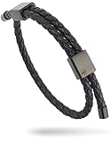 Forge & Foundry Men's Adjustable Black Braided Leather Bracelet | Drapers | Matte Black Stainless St