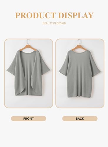 Image of Eytino Womens Plus Size Cardigan Casual Short Sleeve Waffle Knit Kimono Open Front Tops(1X-5X)