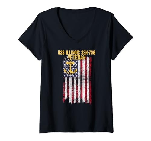 Womens USS Illinois SSN-786 Attack Submarine Veteran V-Neck T-Shirt