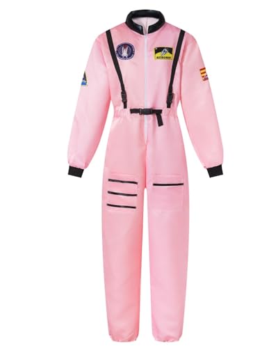 PROMOTED TO BIG SISTER Womens Astronaut Costume Adult Spaceman Halloween Jumpsuit (Pink X-Large)