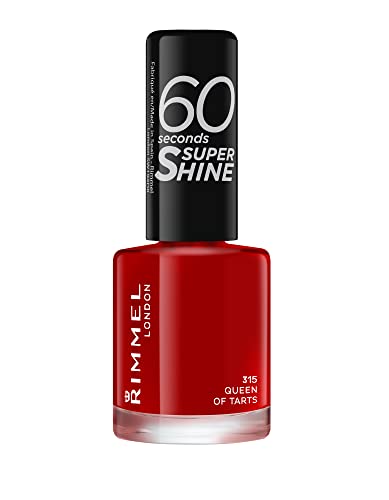 Rimmel 60 Seconds Super Shine Nail Polish Quick-Dry Nail Polish Ultra-Shiny Finish Easy to Apply Vibrant Colour Long-Wearing Clean and Improved Formula Vegan 8ml