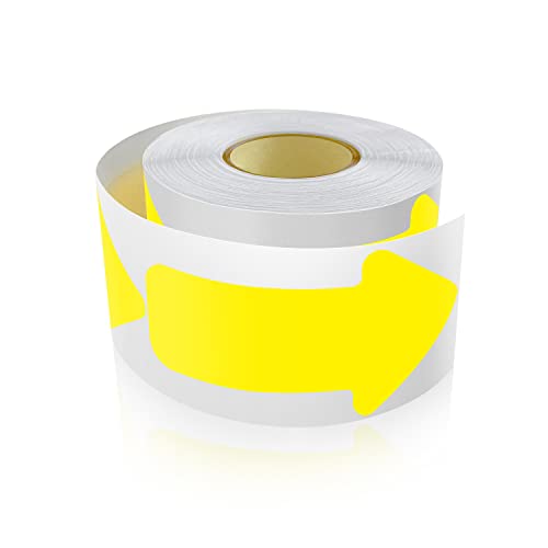 Arrow Floor Stickers Vinyl 5 x 10 cm Self-adhesive Direction Arrows Sign Waterproof Removable 200 Labels per Roll Yellow