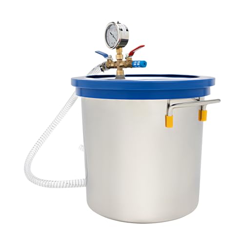 3 Gallon Vacuum Chamber with Lid Tempered Glass Lid Vacuum Degassing Chamber with Silencer Stainless Steel Chamber for Degas Silicones, Epoxies, Essential Oils