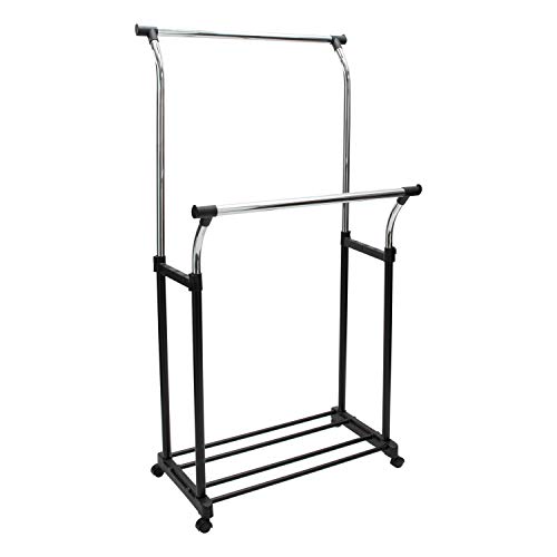 Organize It All Adjustable Double Rail Rolling Clothing And Garment Rack #TOP30