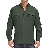 Photo Gallery winebox camicia da uomo con maniche ad anello, protezione dai raggi uv, ad asciugatura rapida, traspirante, leggera, per escursionismo, pesca, attività all aperto, verde militare, l Photo Gallery winebox camicia da uomo con maniche ad anello, protezione dai raggi uv, ad asciugatura rapida, traspirante, leggera, per escursionismo, pesca, attività all aperto, verde militare, l