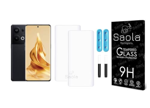 Image of Saola Curved UV Tempered Glass For Oppo Reno 9 Pro+ 5G. Comes With UV Light & Glue For Finest Pasting. Edge To Edge Protection With Case Friendly Fit. (Pack Of 2)