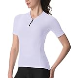 Wulibike Radtrikot Damen Halbe ReißVerschluss Fahrradshirt Mountainbike Fahrradtrikot Atmungsaktiv Rennrad Trikot Kurze äRmel Frauen Fahrrad Shirt 4 Tasche Radfahren Tops Upf50+ Lila S