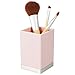 mDesign Modern Square Tumbler Cup for Bathroom Vanity Countertops - for Mouthwash/Mouth Rinse, Storing and Organizing Makeup Brushes, Eye Liners, Accessories - Slim Design, 2 Pack - Light Pink/Brushed