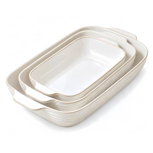Feenmai Casserole Dishes for Oven, Baking Dish Set of 3, 12.9"/10.8"/8.4"