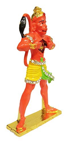 Purpledip Metal Idol Lord Hanuman: Ramayana Depiction of Lord Ram Forever in Hanumanji's Heart (12134), Multicolor - Image 2