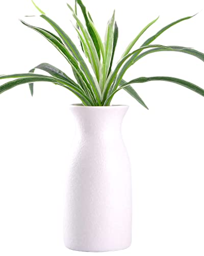 WHJY 6 inch White Nordic Minimalist Matte Handmade Ceramic Vases, Japanese Zen Stoneware Flowerware, Floral Decorations, for Living Room, Study, Bedroom, Balcony, Bar - Short White