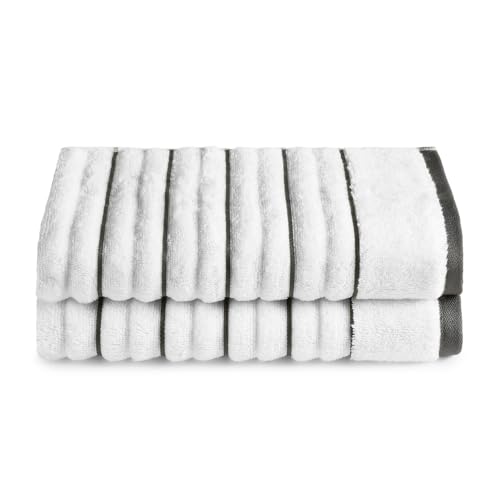 Image of Spaces Hand Towels | 100% Cotton | Spa & Gym Towel | Ultra Soft & Highly Absorbent | 575 GSM | 2 Piece Set | Premium Hand Towel | 40 x 60 cm | White