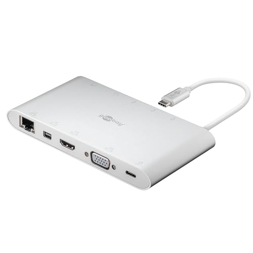 Goobay 62113 11 en 1 USB-C Hub refleja Las señales de USB c a HDMI y Dispositivos USB/Apto para portátil, Tableta, portátil, Monitor, TV, Teclado y para el Apple Mac Book y MacBook Pro/Plata