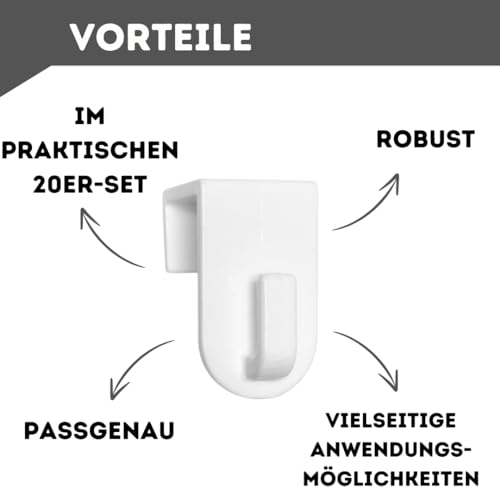 Fensterhaken | Dekohaken - Aufhänger | Weiß | 10er-Set | Für Fenster bis maximal 17 mm Falzmaß geeignet | Optimal für Ihre Fensterdeko | 35 x 20 mm