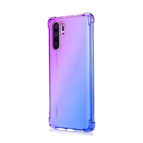 HUANGTAOLI Case for Huawei P30 Pro Airbag Drop Protection Gradient Color Bumper Phone Case Purple/Blue