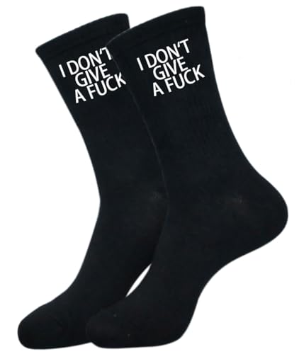 Himozoo Novelty Funny Sock 100% Cotton FUCK Crew Socks Women Mens Tube Socks (I DONT GIVE A FUCK-Black)