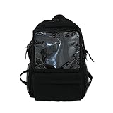 Lolita ITA Bag Transparent Window Anime Cosplay School Bag Backpack (Black)