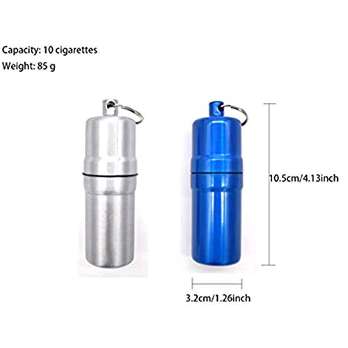 NYKCPJMW Cigarette Box, Aluminum Alloy Cigarette Case, Airtight Smell Proof Container, Cylinder Sealed Portable Waterproof Unique Birthday for Women Men 2pcs - Image 3