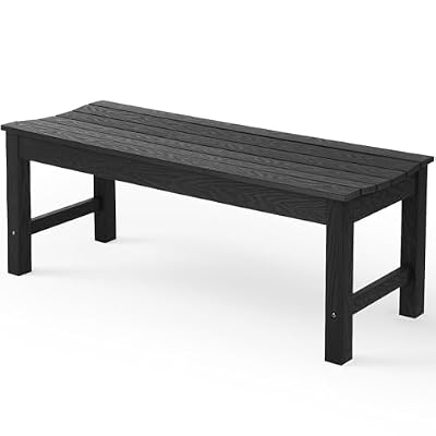 Stoog Outdoor Bench, 2-Person Outdoor Poly Lumber Backless Bench, Weatherproof Garden Bench, Never Rot or Fade, Suit for Church, Backyard, Porch and Park, Black