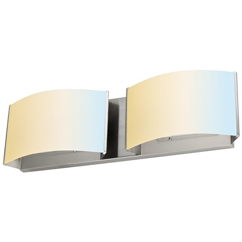 Image of Sunlite 82112 LED Decorative Vanity Light Fixture, 20 Watts, 1300 Lumens, Color Selectable 30K /40K /50K, 2 Lights, Dimmable, 90 CRI, ETL Listed, Brushed Nickel, for Bathroom, Powder Rooms, and Hotels