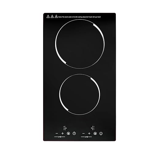 2 Burner Electric Ceramic Cooktop with Plug, 110V Built-in Electric Stove Top, Countertop Electric Stove with Touch-adjustable Control, 9 Heating Levels, Child Safety Lock