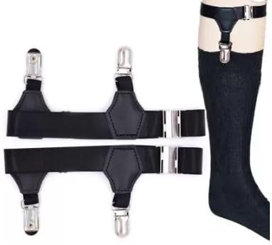 JJW thigh high socks garter Adjustable Elastic Suspenders Double Sturdy Clips Stays For Men Non-slip Clamps Military Police