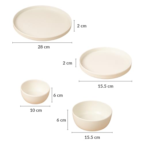 Image of MARKET 99 Heavy-Duty Matte Minto Cream Sparkle Melamine Dinner Set 20 Pcs | Full & Side Plates, Soup & Serving Bowls | Break-Resistant, Lightweight Dinnerware for Kitchen, Dining & Home
