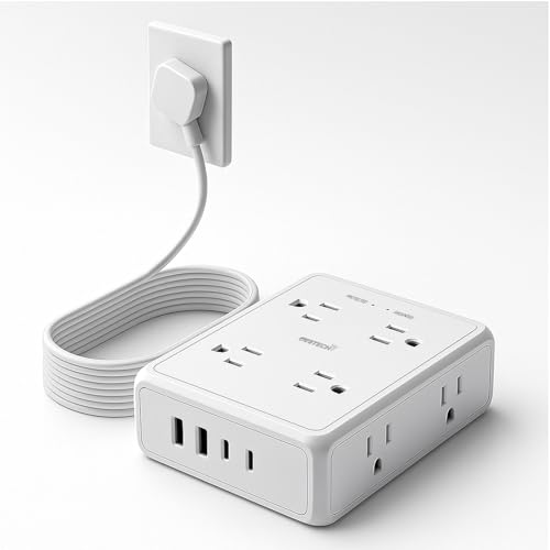 Extensión con protector eléctrico oviitech, 8 tomas, 4 puertos USB, cable de 1.83 m, 1350 Joules miniatura 1