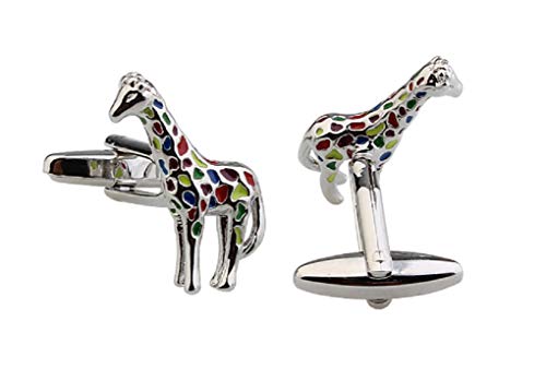 MRCUFF Giraffe Rainbow Colors Pair Cufflinks in a Presentation Gift Box & Polishing Cloth2