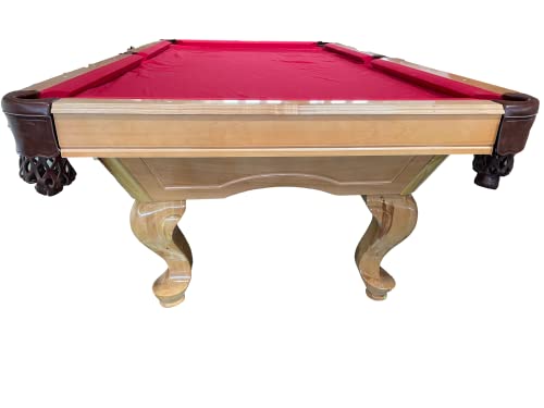 8 Ft. Billardtisch Tunierpoolbillard Poolbillard Modell Webster Nr.16 Farbe: Natur Tuchfarbe Rot Pool Billard mit 3cm starken Schieferplatten Maß:254x142cm – Bild 4