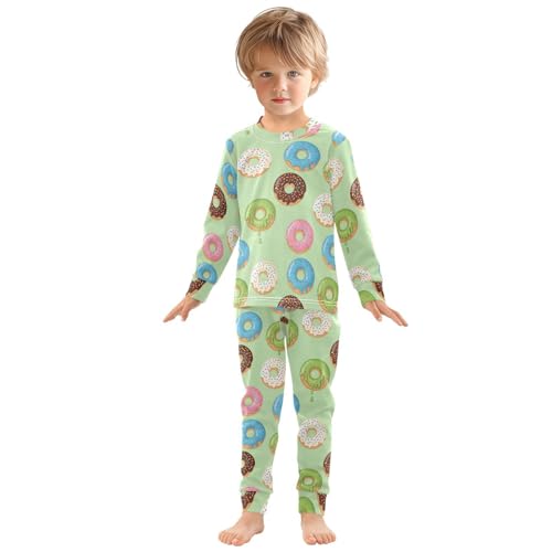 Pajama Sets Long Sleeve Colorful Donuts Sprinkles Soft Comfy Sleepwear 2 Piece PJS 3-8T2